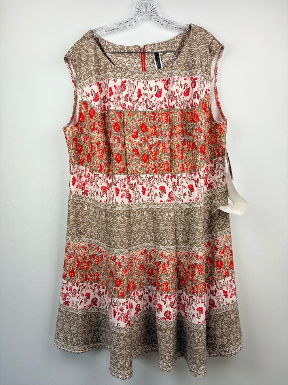 NWT Julian Taylor Cap Sleeve Floral Print Dress Knee Length Pleated Front Sz 22W